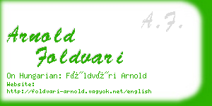 arnold foldvari business card